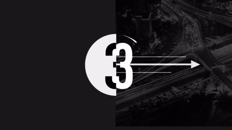 White with Jenan countdown graphic showing the number three, a right-pointing arrow and a black-and-white aerial city texture.