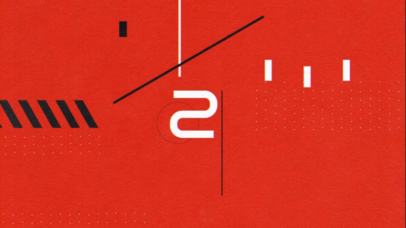White Arabic letterform with black diagonal lines and dotted patterns on a textured red background.